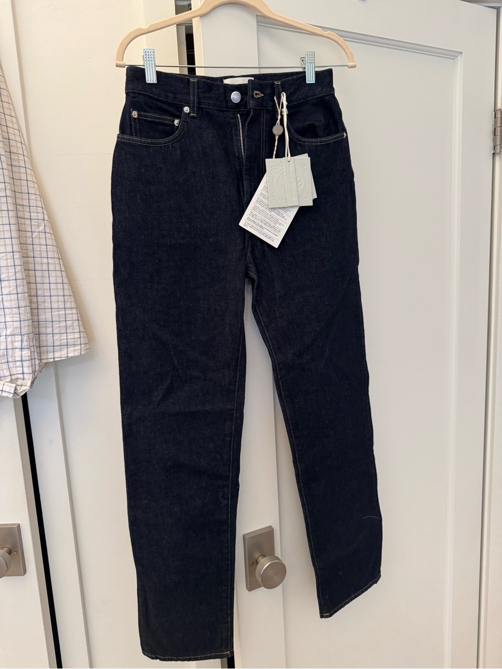 Dark High-Waist LouLou Studio Straight Jeans with Tags
